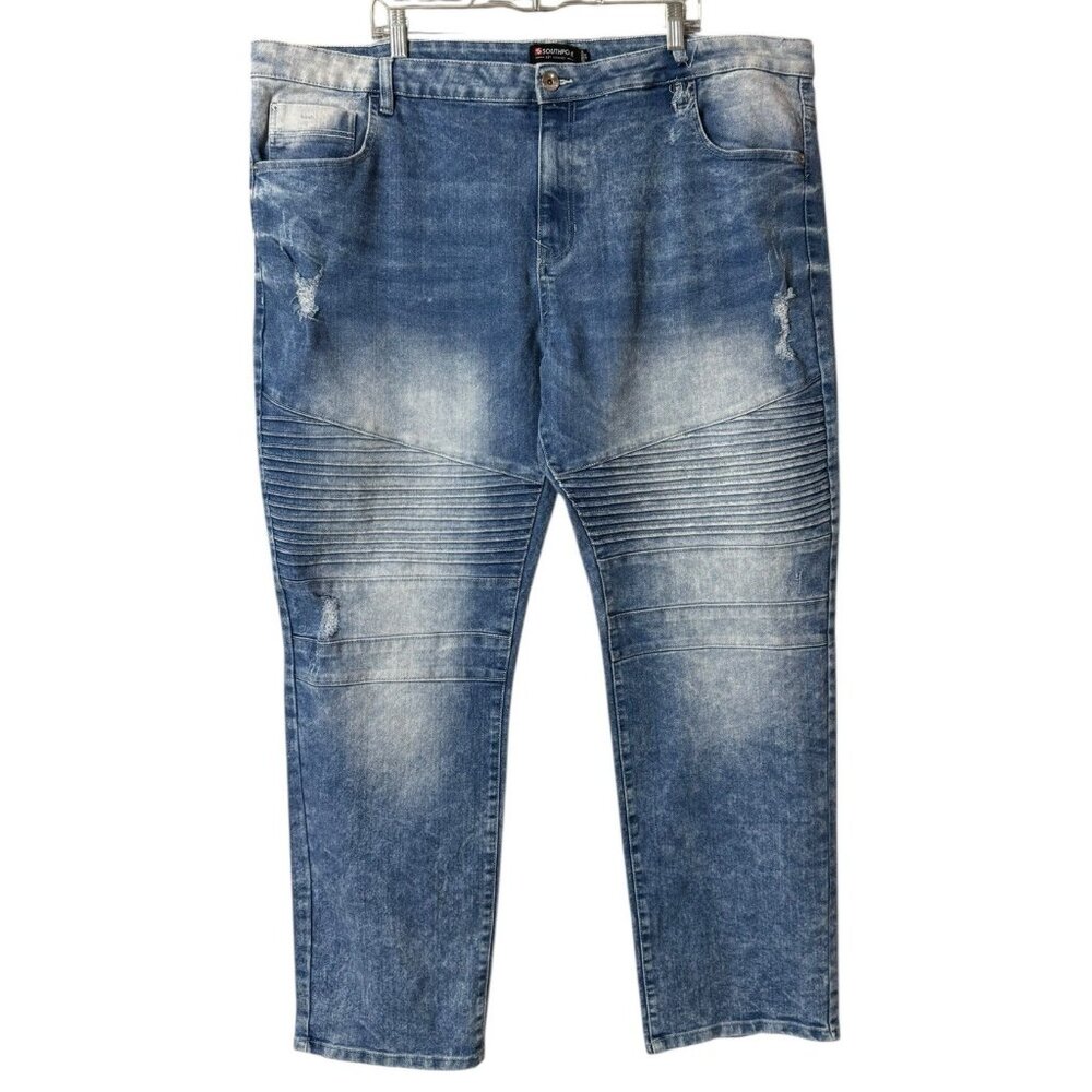 SouthPole Jeans Stretch Ribbed Distressed Stretch Size 44 Grunge Hip Hop‎ Punk